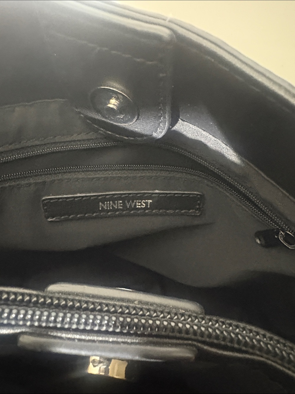 Nine West Black Embossed Logo Tote with Top Handles - Picture 5 of 6